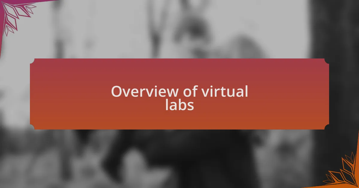 Overview of virtual labs