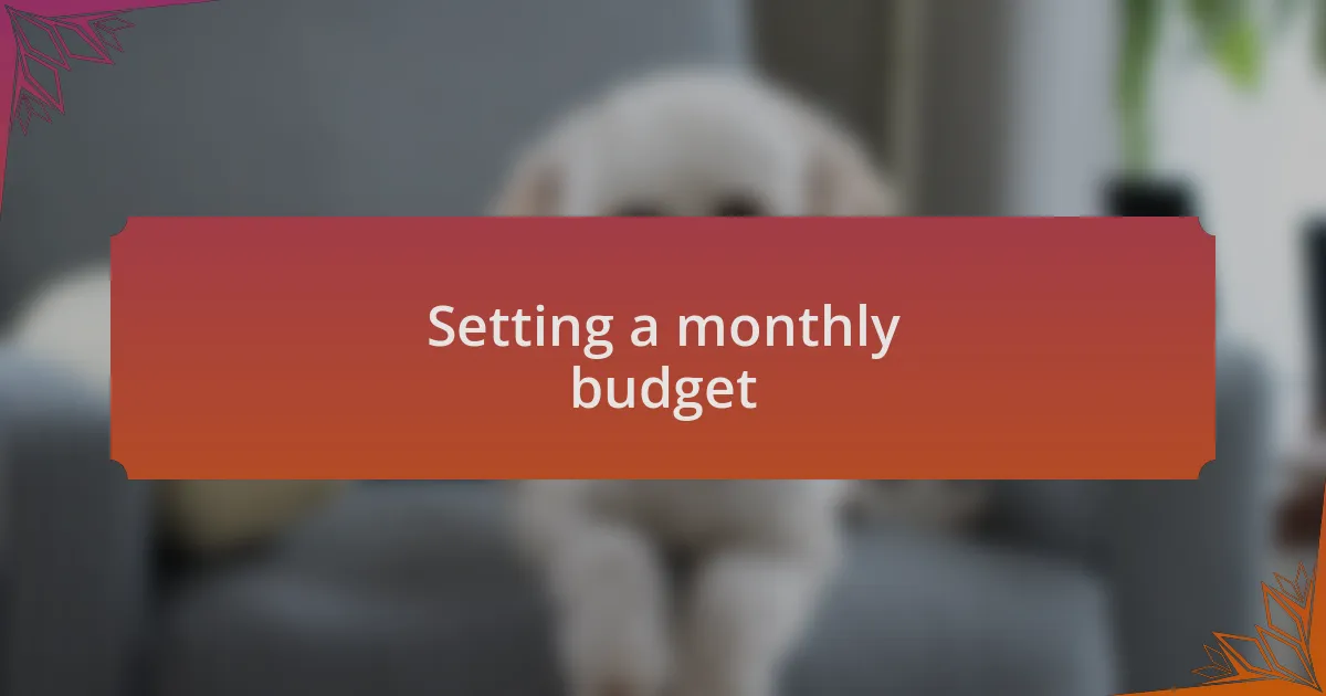 Setting a monthly budget